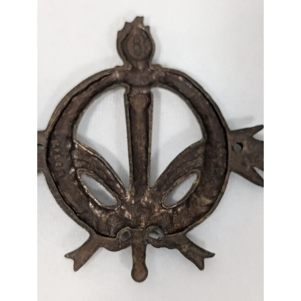 Vintage Brass Ornament Embelishment Wall Hanging Ornate Decor Flame Wing